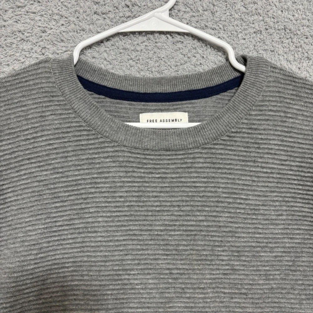 Gray Ribbed Crew Neck Pullover Sweater Size XXXL Workwear Neutral